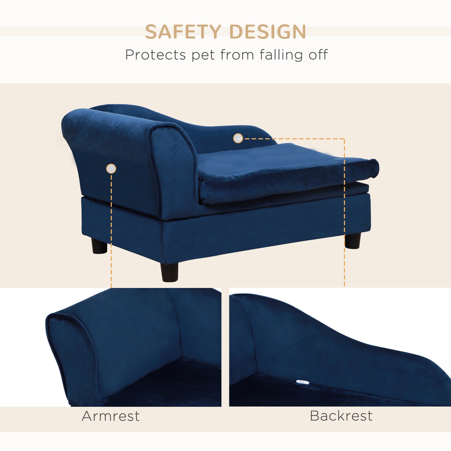 PawHut Pet Sofa Bed Couch with Storage, Pet Sofa for Cats and Small Dogs