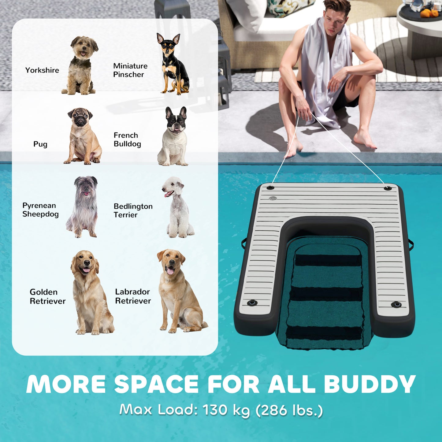 PawHut Inflatable Dog Boat Ramp – Non-Slip, For Boats, Docks & Lakes