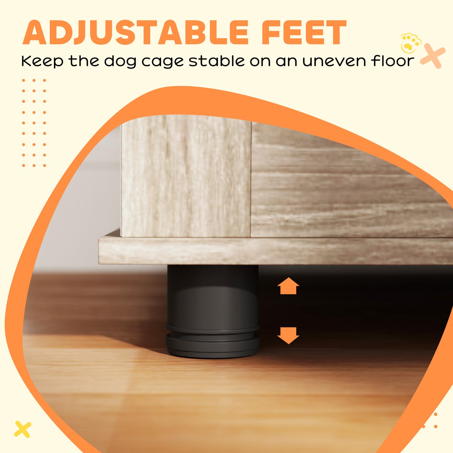 PawHut 39" Dog Crate Furniture with 2 Doors, Adjustable Non-slip Foot Mats, for Large Dogs, Walnut Brown