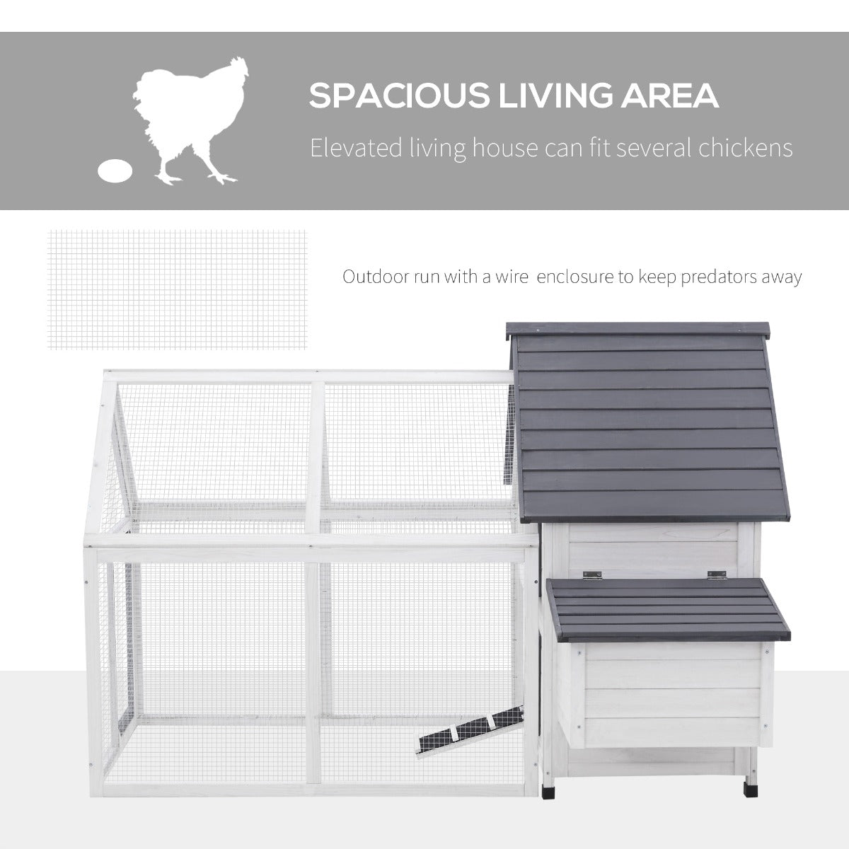 PawHut 48" Wood Outdoor Chicken Coop House with Nesting Box