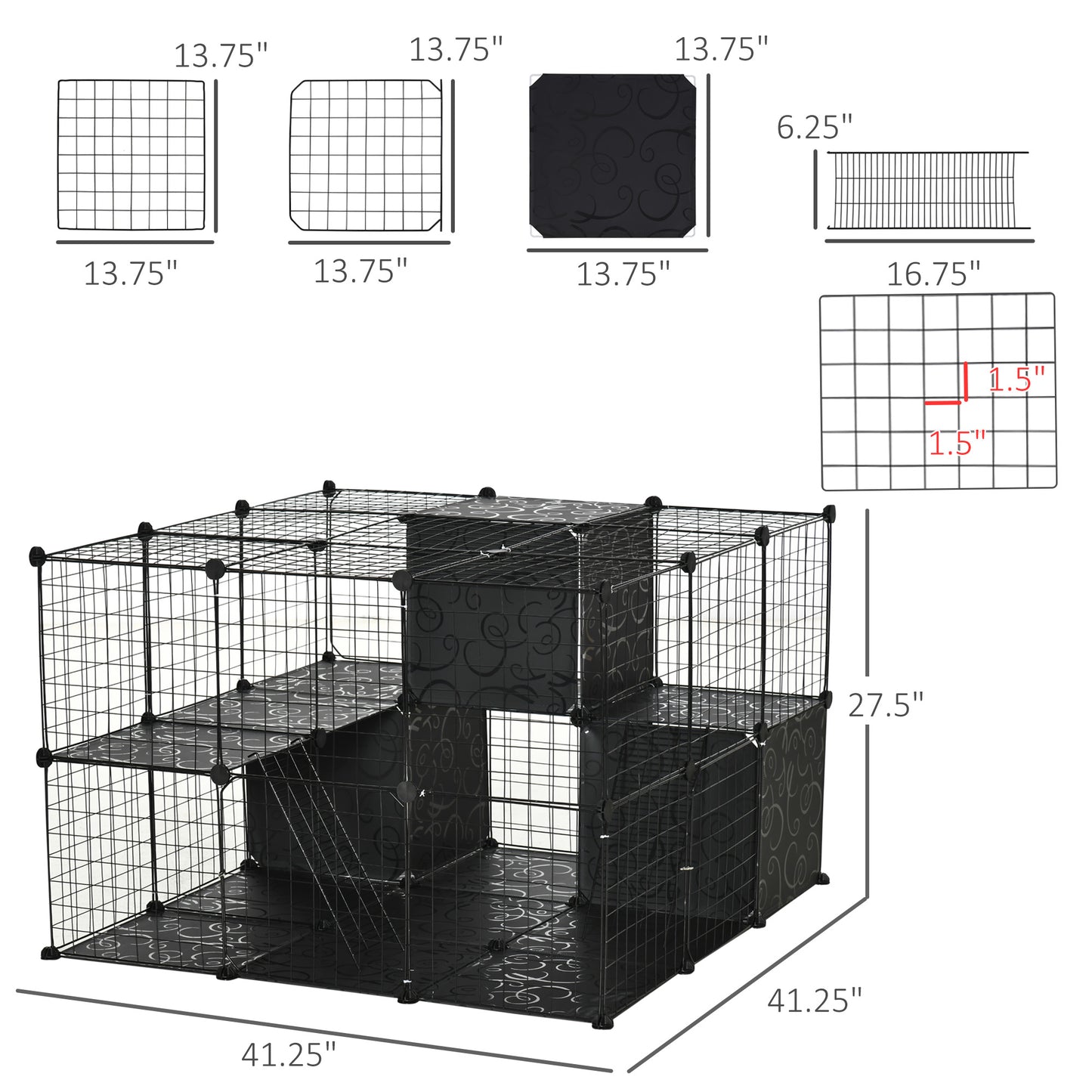 PawHut Pet Playpen with Door Storage Shelf for Kittens Chinchillas and Pet Minks
