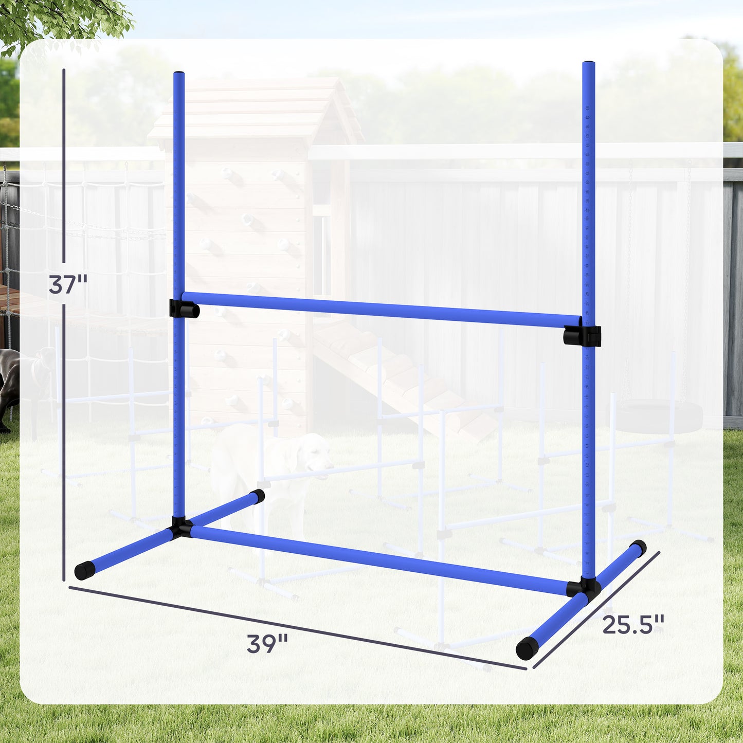 PawHut 6 Piece Dog Agility Set with Adjustable Height Jump Bars, Carry Bag, Displacing Top Bar, Blue