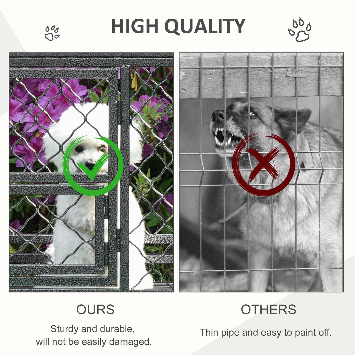 PawHut Heavy Duty Dog Crate, Metal Dog Cage Kennel with Lockable Wheels, Slide-Out Tray, Food Bowl and Double Doors, 42.5"