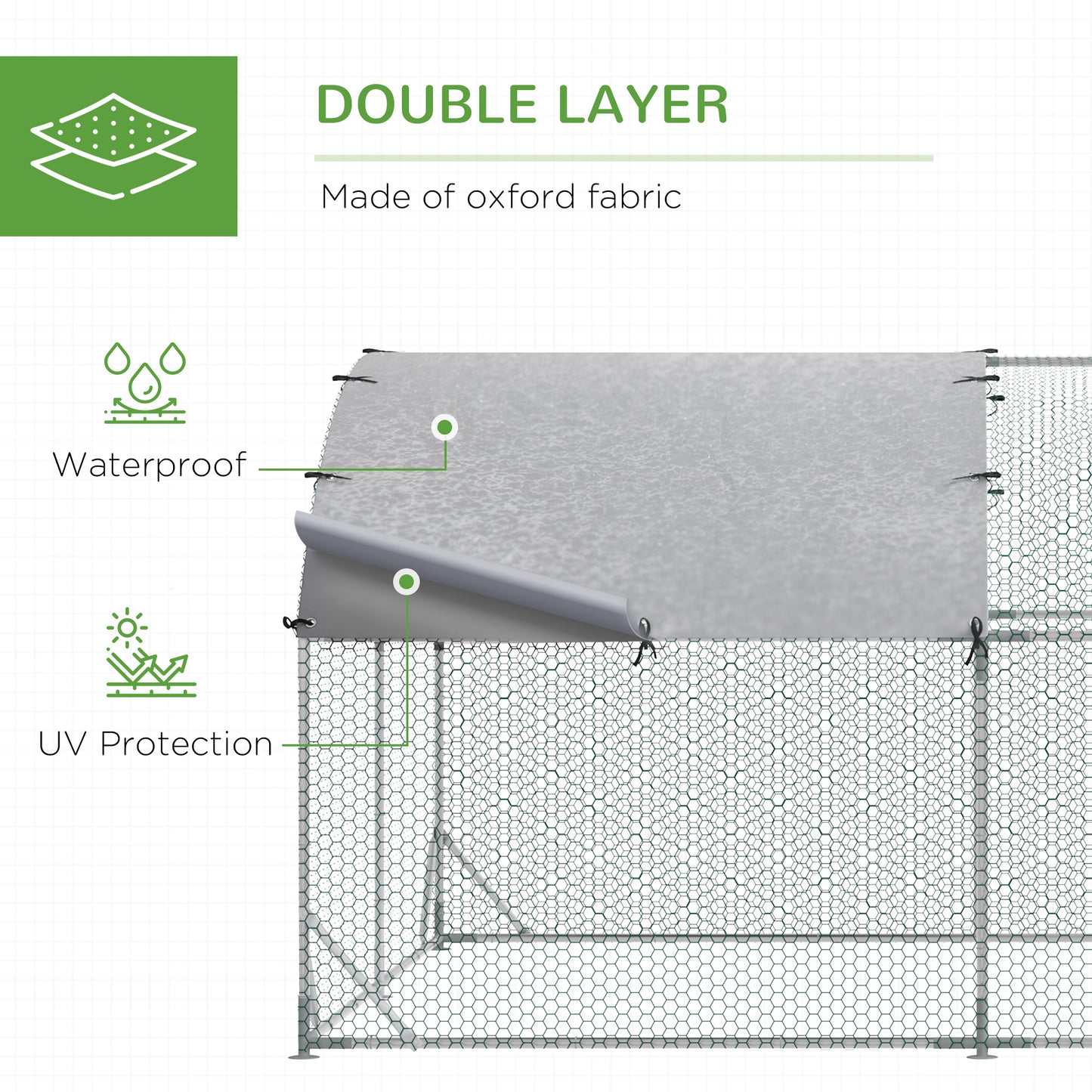 PawHut Large Metal Chicken Coop with Waterproof and Anti-UV Cover for Yard, Outdoor, Duck, Rabbit, 9.2' x 24.9' x 6.5'