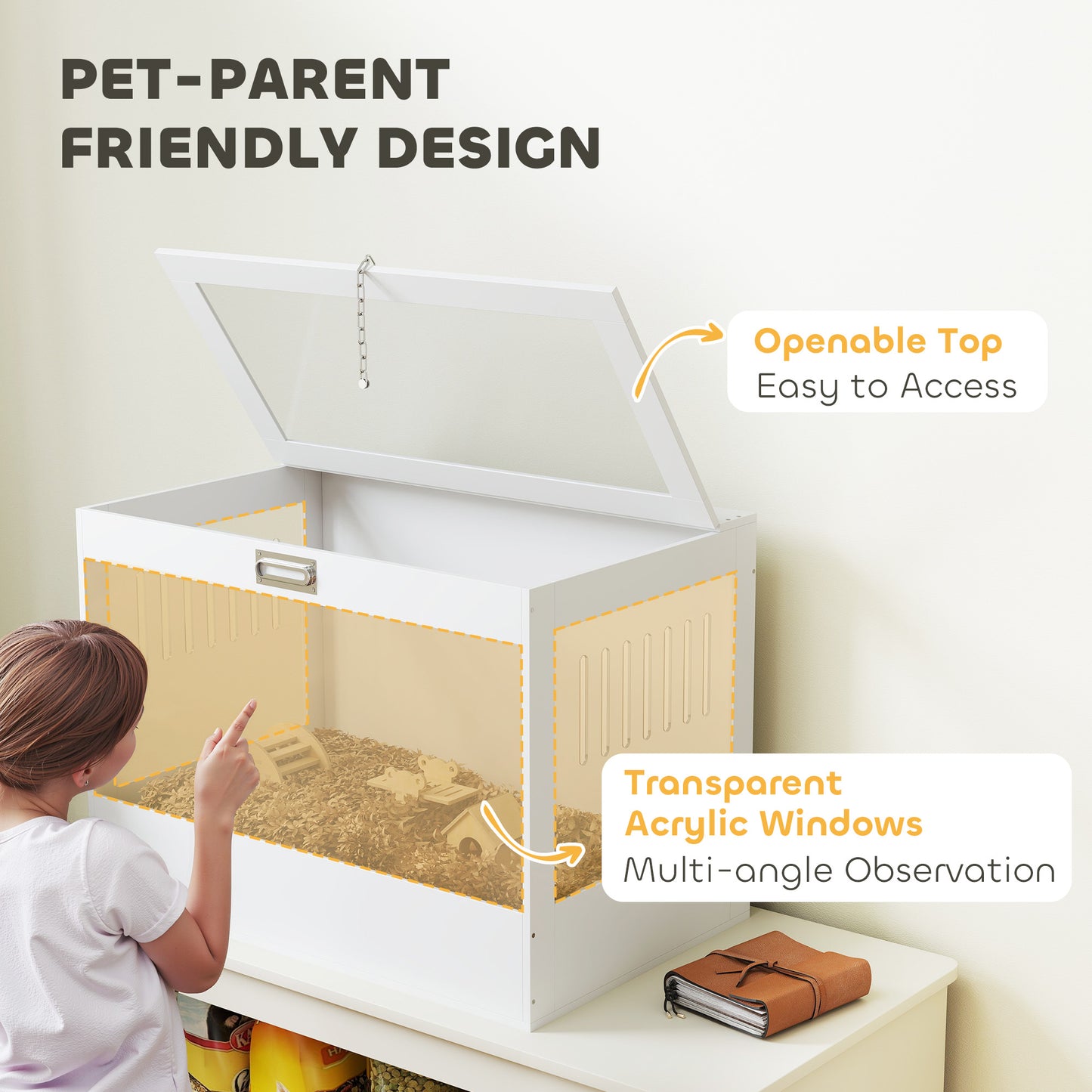 PawHut Hamster Hut w/Openable Top & Lock ~ White