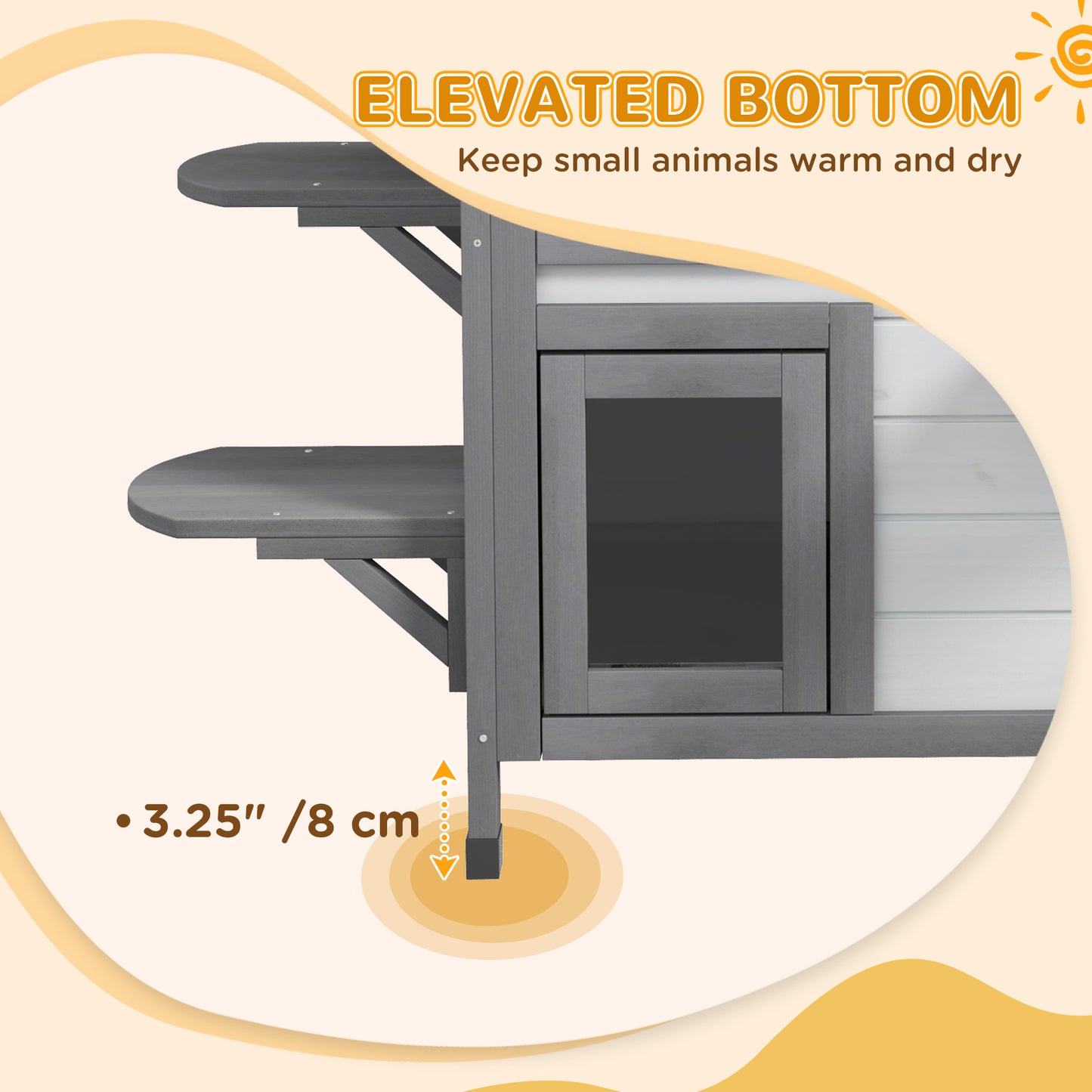 PawHut 2-story Cat House Outdoor, Weatherproof Wooden Cat Enclosure for Feral Cats with Escape Door, Openable Roof, Jumping Platforms, White