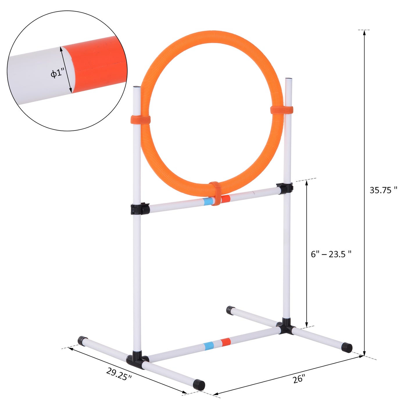 PawHut Dog Agility Training Jump Ring / Hurdle Bar