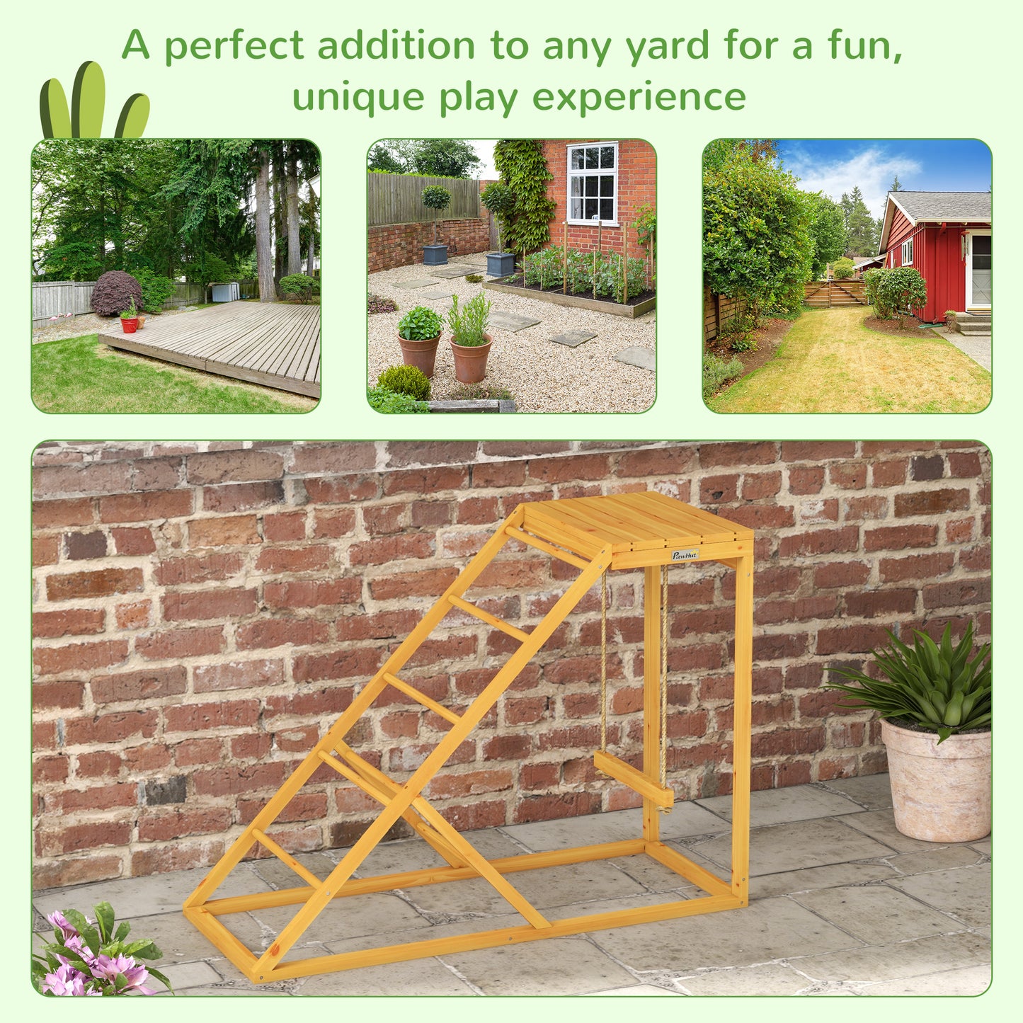 PawHut Chicken Activity Play for Healthy & Happy Animals with Chicken Perches & Hen Ladder, Chicken Coop Toy, Yellow