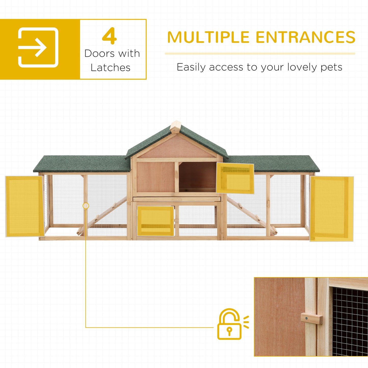 PawHut Rabbit Cage Outdoor, Rabbit House 83" 2 Story Deluxe XL Wooden Rabbit Hutch Big Bunny Cage w/ Ladder and Run