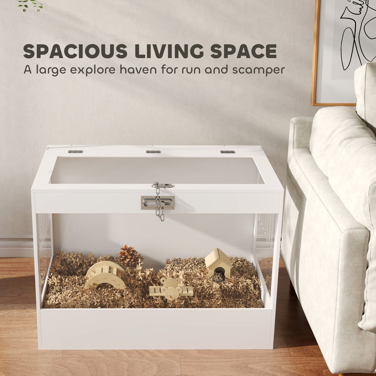 PawHut Hamster Hut w/Openable Top & Lock ~ White