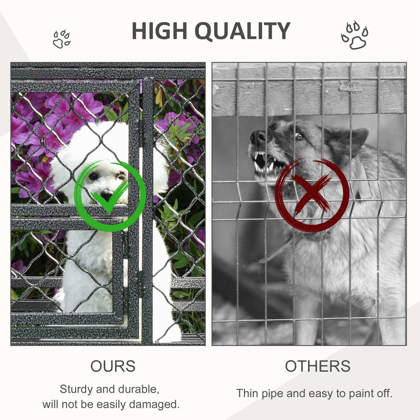 PawHut Heavy Duty Dog Crate, Metal Dog Cage Kennel with Lockable Wheels, Slide-Out Tray, Food Bowl and Double Doors, 49"