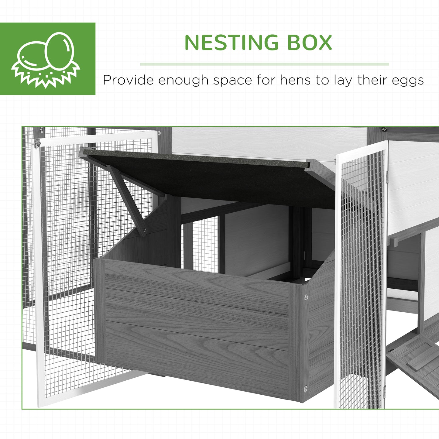 PawHut 100" Chicken Coop Poultry Cage with Double Run, Nesting Box, Gray