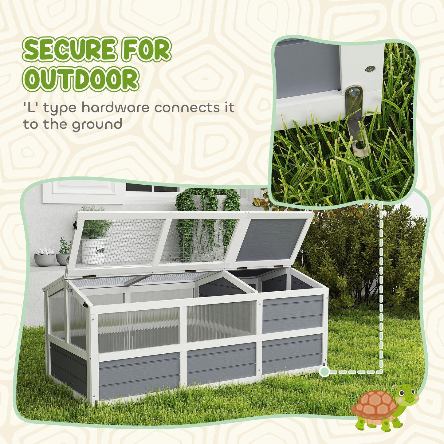PawHut Bottomless Outdoor Pet Habitat with Sun Panels for reptiles
