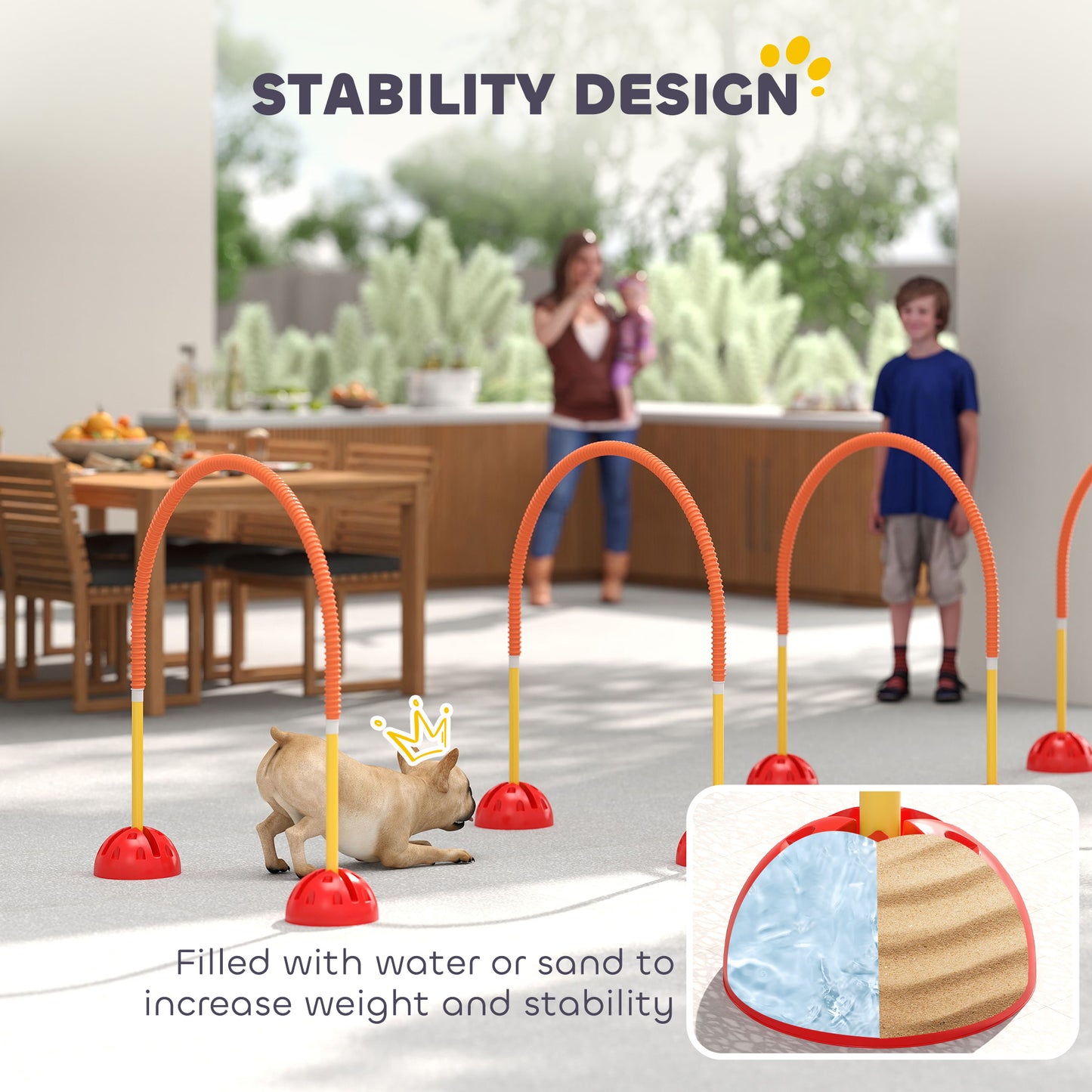 PawHut 4 Piece Dog Agility Equipment w/ 4 Adjustable Width Doors, Carry Bag, Easy Assemble & Portable, Orange