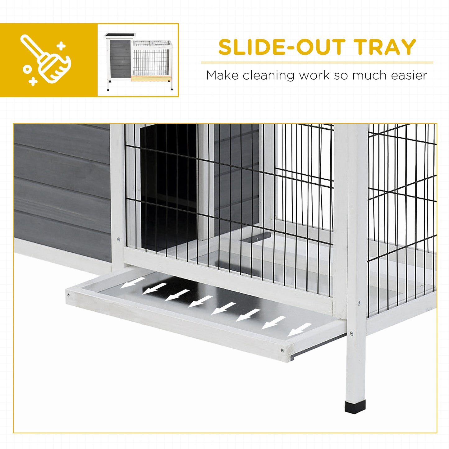 PawHut 36" Rabbit Hutch Bunny Cage Small Animal House with Weatherproof Roof Romevable Tray and Enclosed Run, Indoor/outdoor