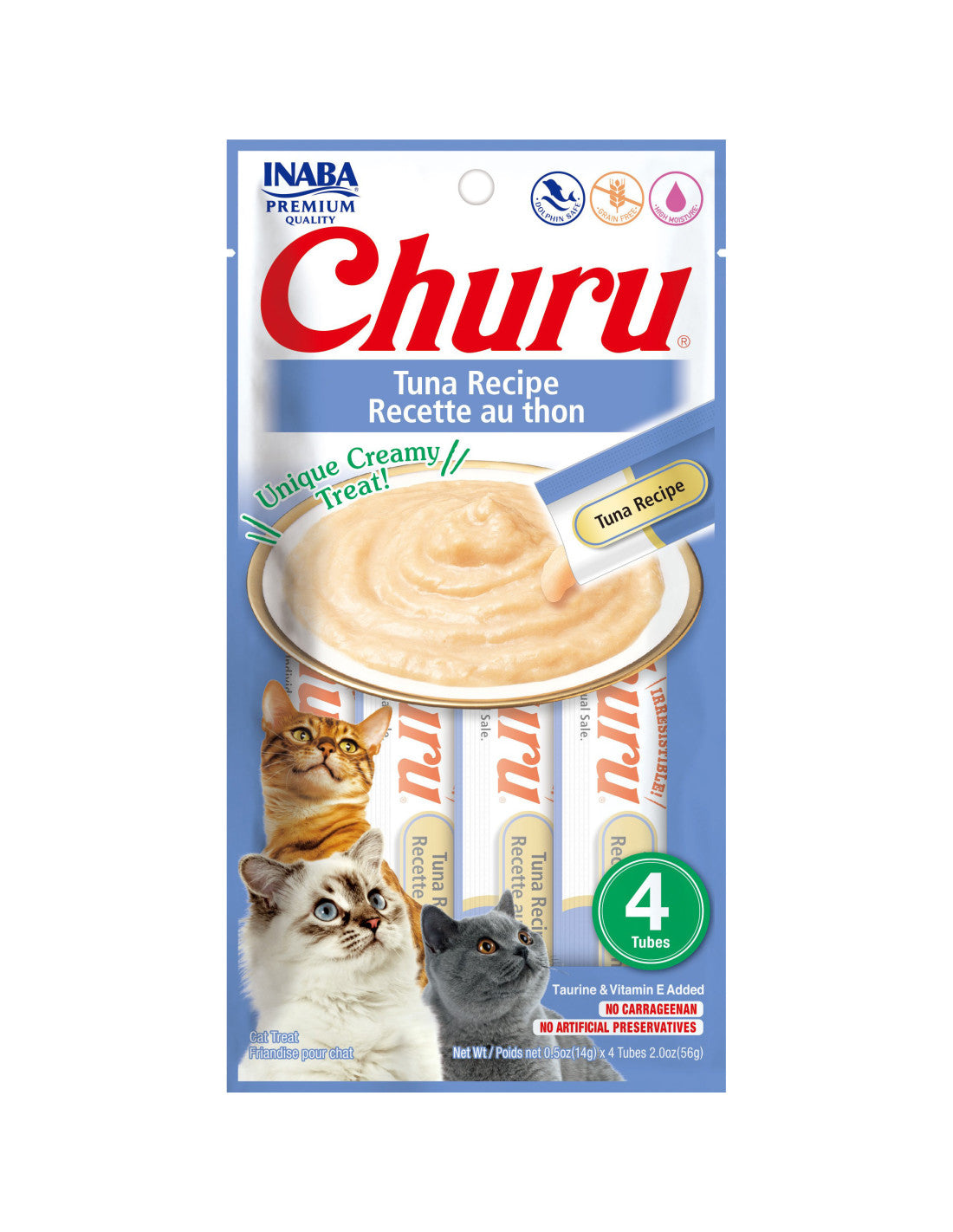 Inaba Churu Puree Cat Treats Tuna .5oz. 4 Pk (Case of 6)