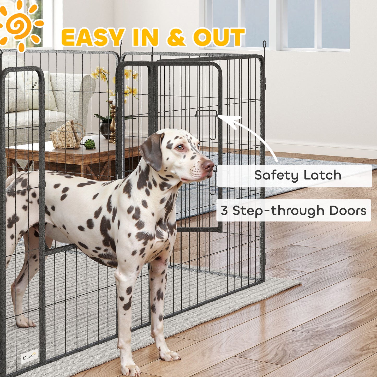 PawHut Dog Playpen for Indoor Outdoor, 24 Panels 39" H Puppy Playpen with Lockable Door, DIY Shape Pet Exercise Fence, Gray