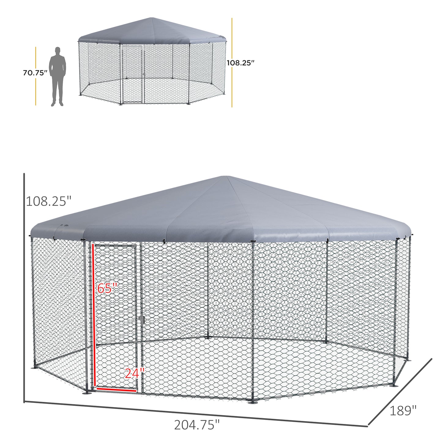 PawHut 17.1 ft x 15.7 ft Chicken Run for 19-25 Chickens with Cover