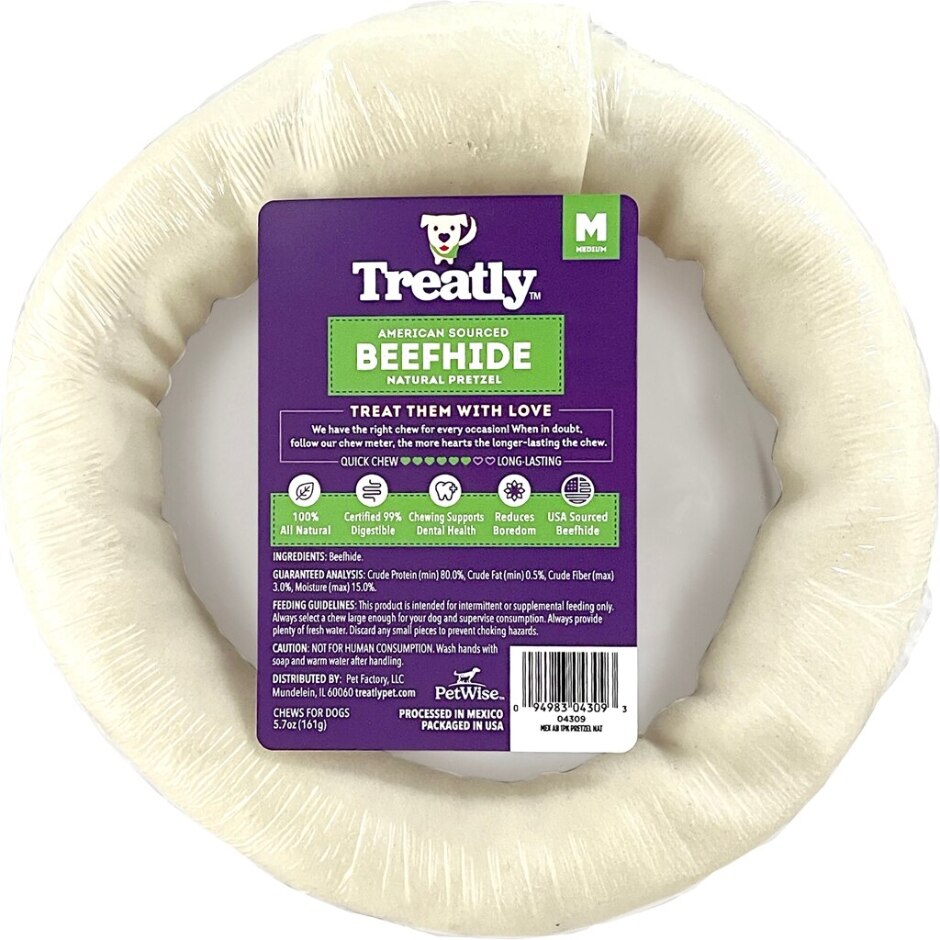 Treatly American Beefhide Pretzel Natural 6in. 1 Pk