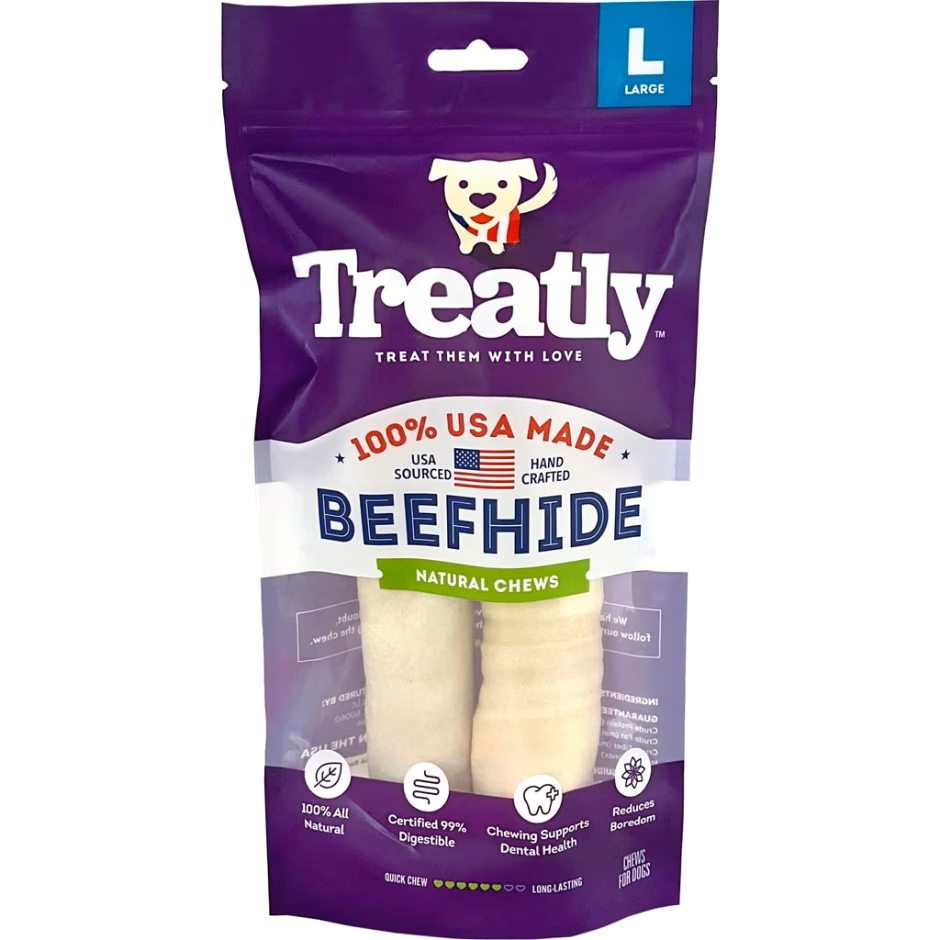 Treatly 100% USA Beefhide Rolls Natural 8in. 2 Pk