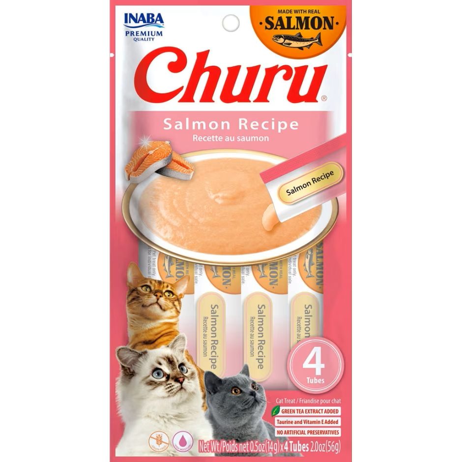 Inaba Churu Puree Cat Treats Salmon .5oz. 4 Pk (Case of 6)