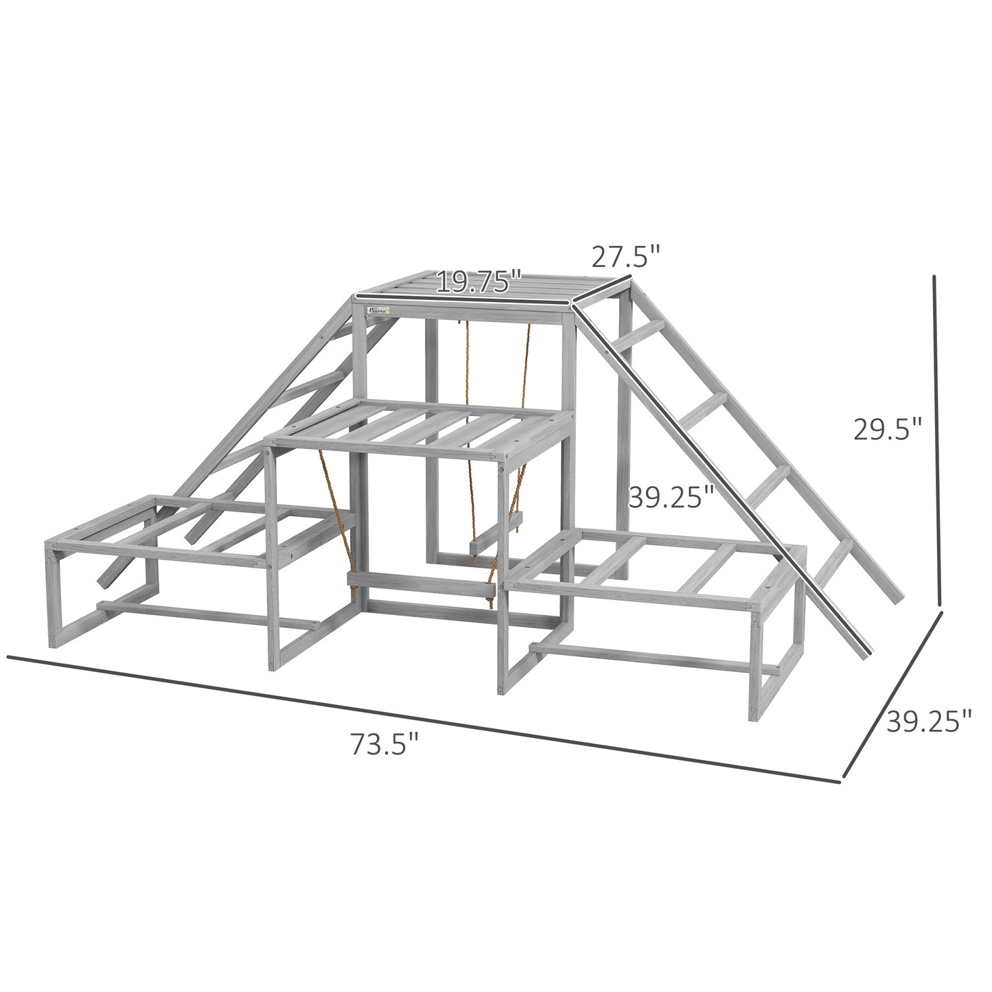PawHut Chicken Roost Toys for Chickens Hens, Coop Accessories with Wood Stand, Ladder Platforms, for 10-15 Chickens