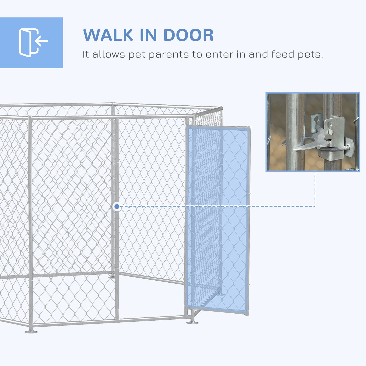 PawHut 9.2' x 8' x 5.6' Dog Kennel Outdoor for Medium and Large-Sized Dogs with Lockable Door, Silver