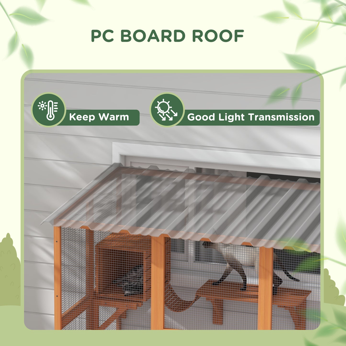 PawHut Catio Cat Window Box Outside Enclosure with Bridge Platforms