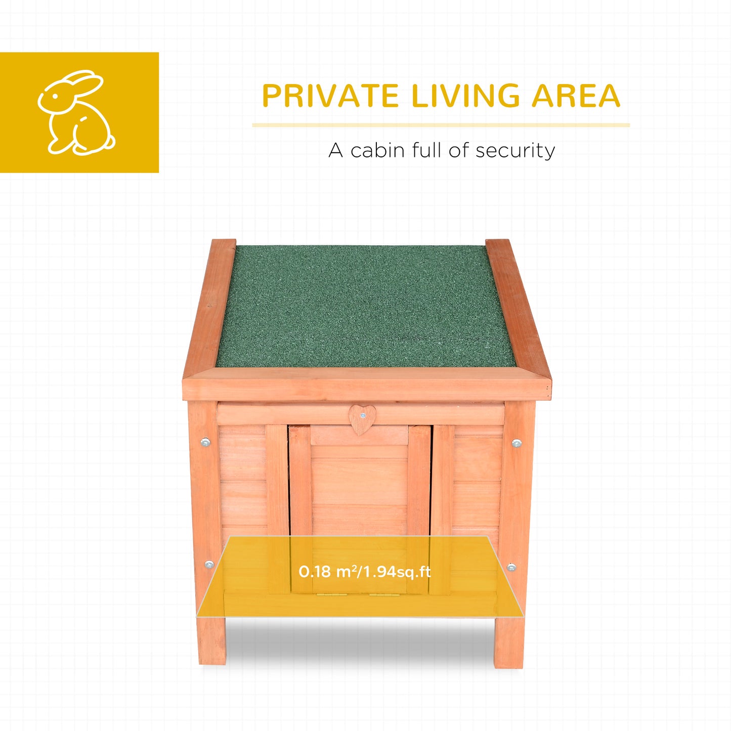 PawHut Small Wooden Rabbit Hutch Bunny Cage Guinea Pig Cage Duck House Dog House with Openable & Waterproof Roof, for Rabbits, Chickens, Ducks, Natural