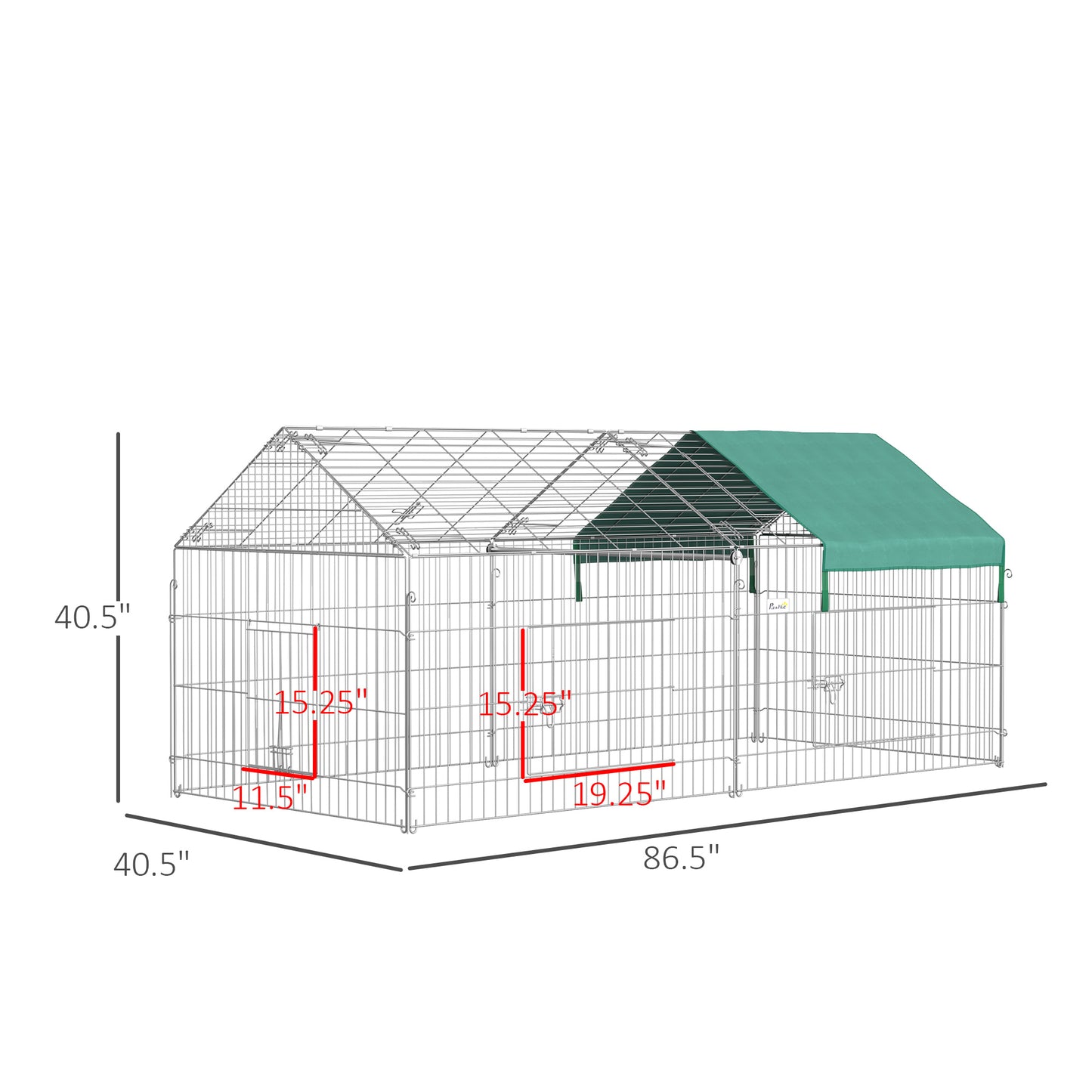 PawHut 87" x 41" Outdoor Metal Pet Enclosure Small Animal Playpen, Green