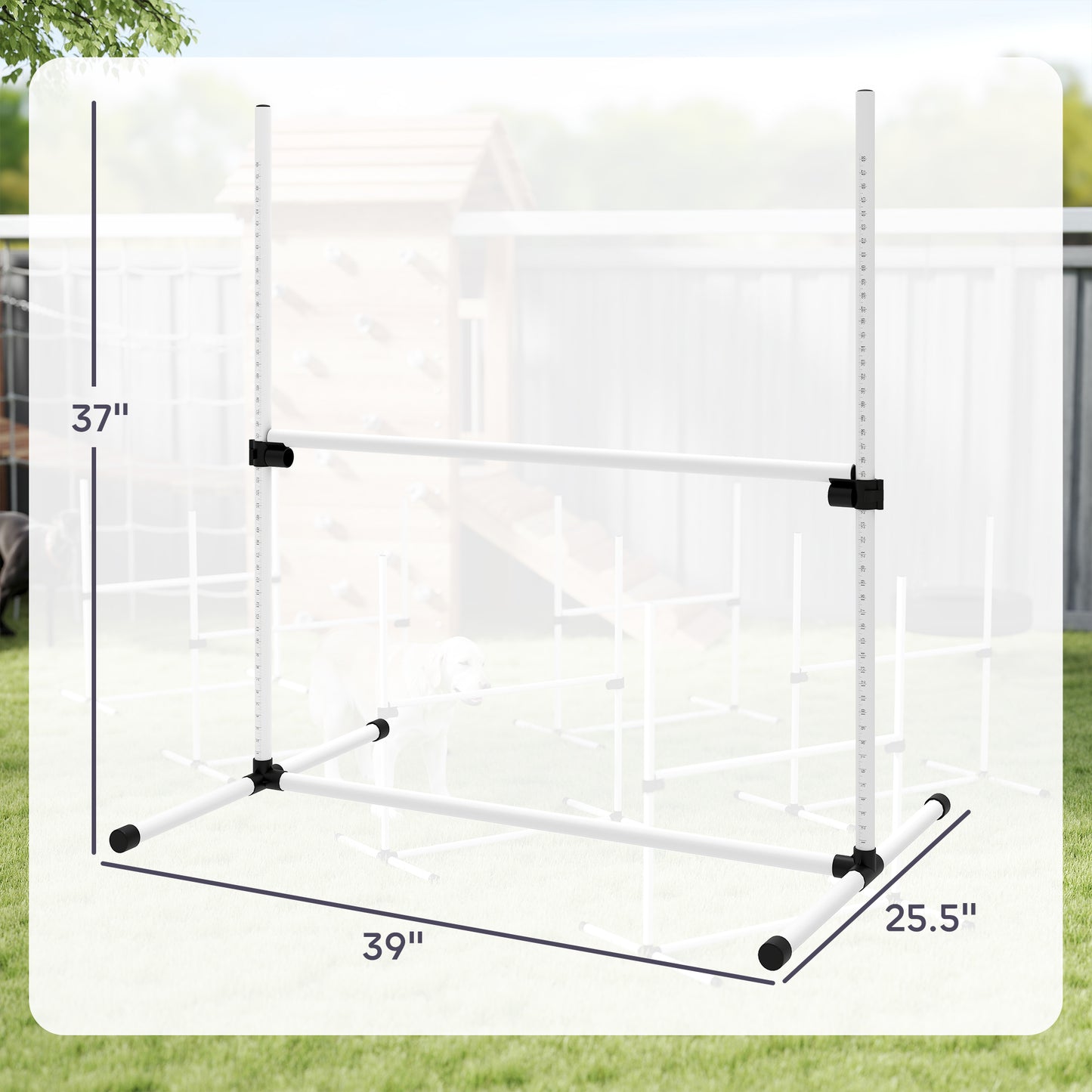 PawHut 6 Piece Dog Agility Set with Adjustable Height Jump Bars, Carry Bag, Displacing Top Bar, White