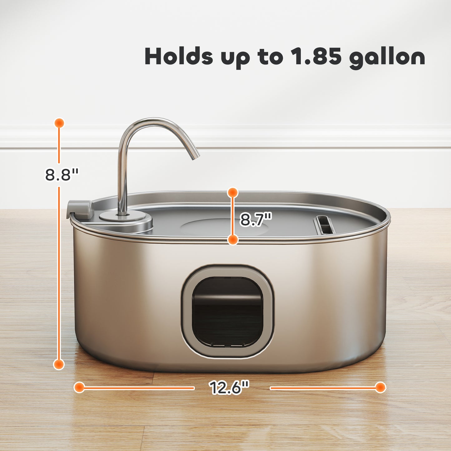 PawHut Stainless Steel Water Fountain w/Filters, Ultra-Quiet Pump -1.8 Gal