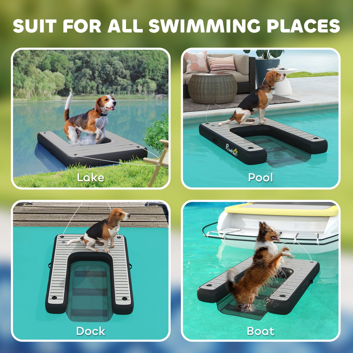 PawHut Inflatable Dog Boat Ramp – Non-Slip, For Boats, Docks & Lakes