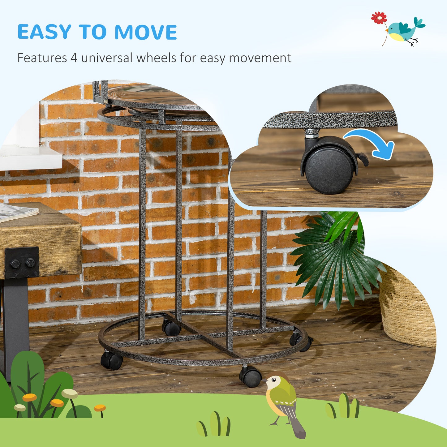 PawHut Parrot Stand Large Bird Perch Stand with Toy Hook & 3 Ladders, Parrot Perch, Bird Wooden Stand, Gray