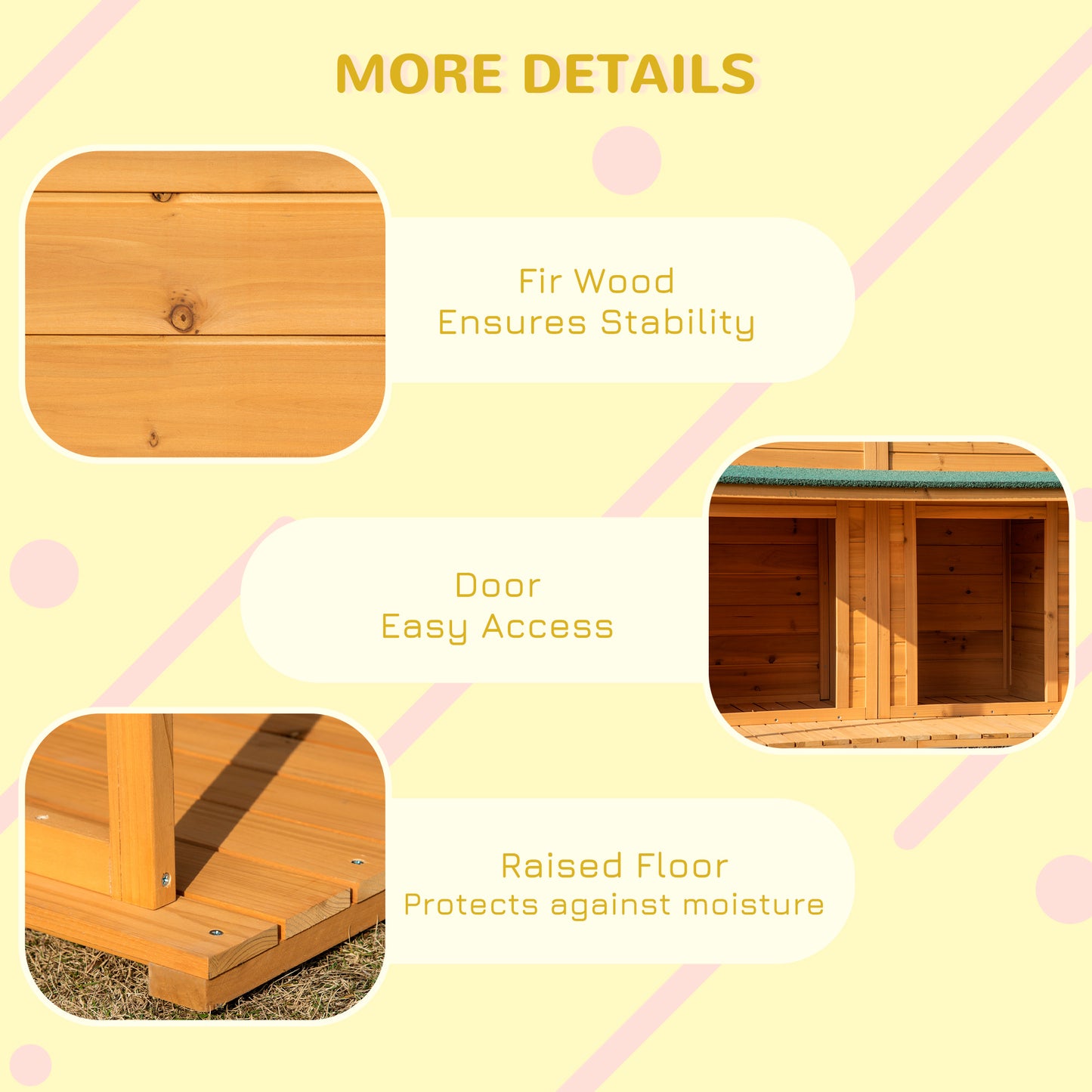 PawHut Wooden Dog House Outdoor for 2 Medium Small Dogs with Porch
