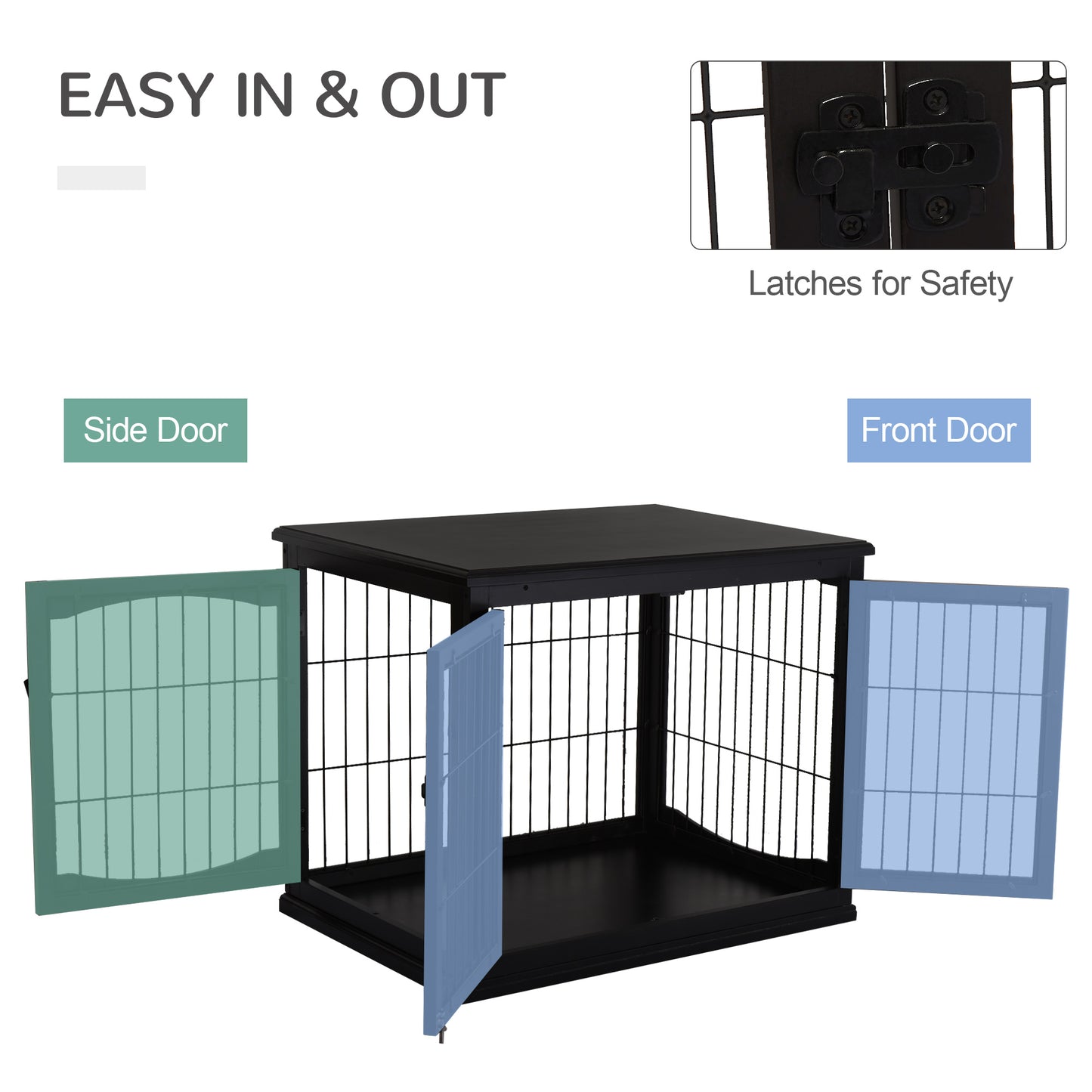 PawHut Dog Crate Furniture, 32" Small Dog Cage End Table with 2 Doors, Lockable Door, Puppy Kennel Indoor, Black