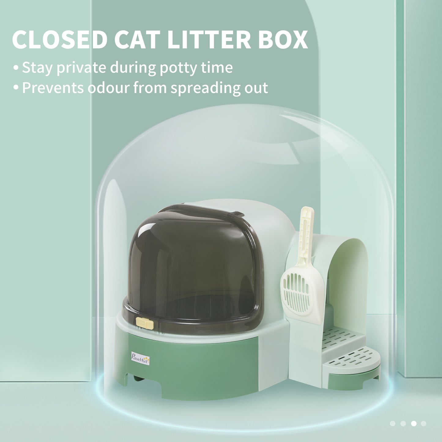 PawHut Cat Litter Box Easy to Clean Open with Scoop, Green