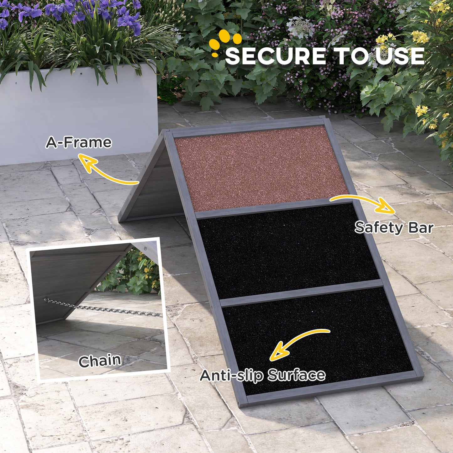PawHut Dog Agility Equipment Ramp with Non-slip Surface, A-frame, Agility Equipment Ramp for All Breed Dogs, Gray