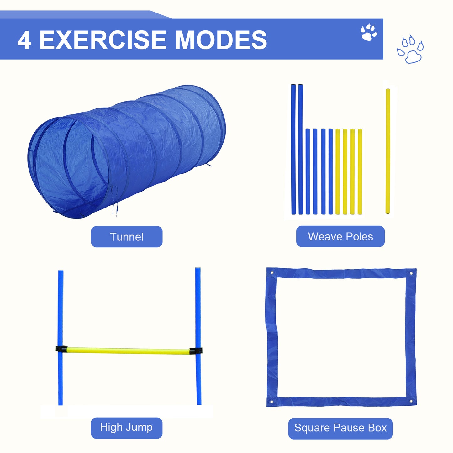 PawHut Backyard Competitive Dog Agility Training Kit Obstacle Course Equipment