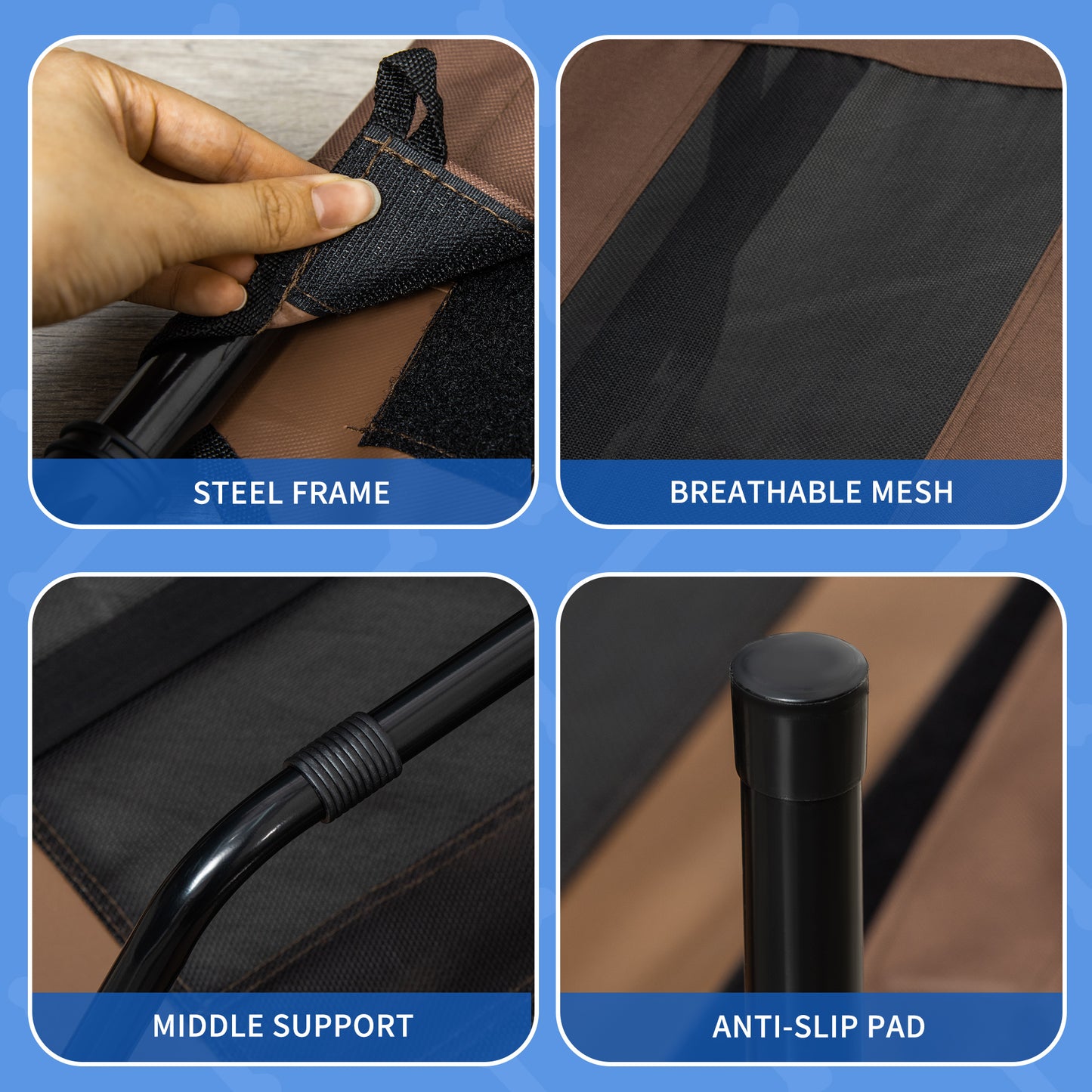 PawHut XL Elevated Dog Bed, Outdoor Raised Dog Bed, Portable Pet Cot w/Carry Bag Metal Frame Breathable Mesh Indoor and Outdoor Tan