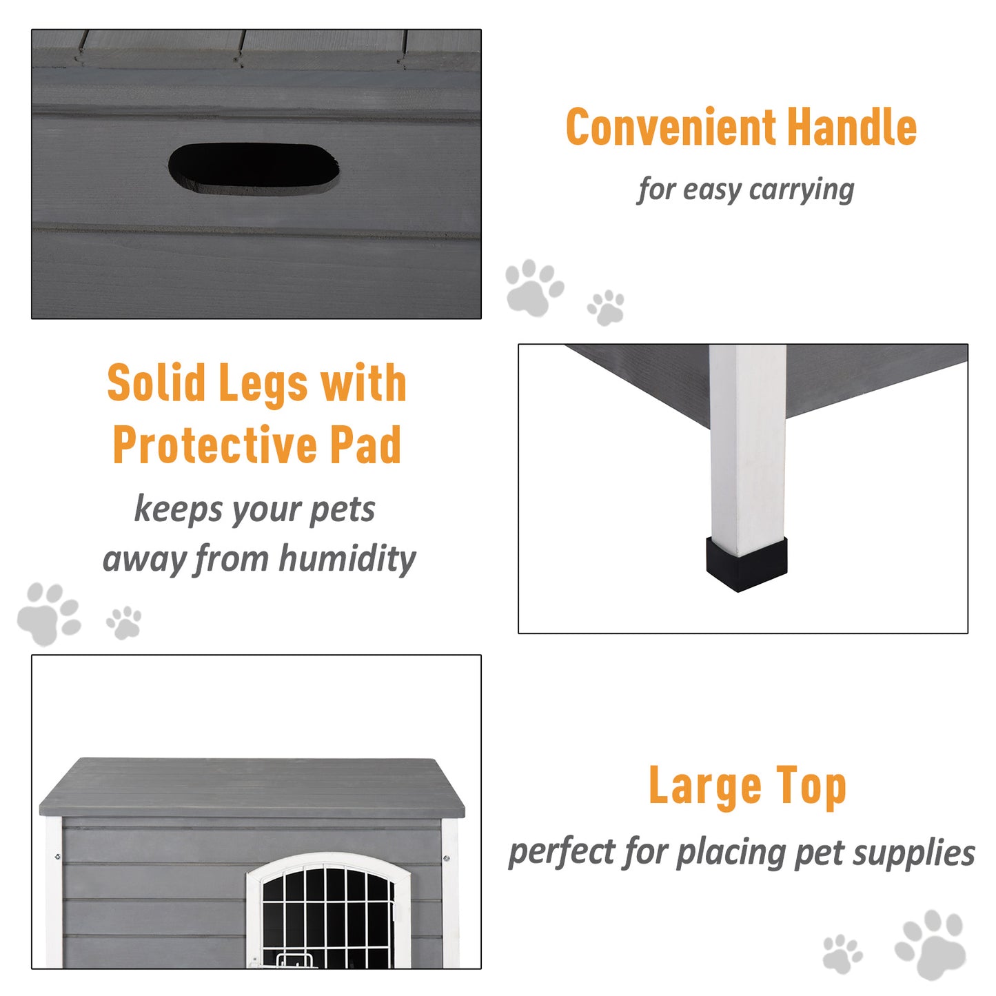 PawHut 31"L Wooden Decorative Dog Cage Kennel Wire Door with Lock Small Animal House with Openable Top Removable Bottom Gray