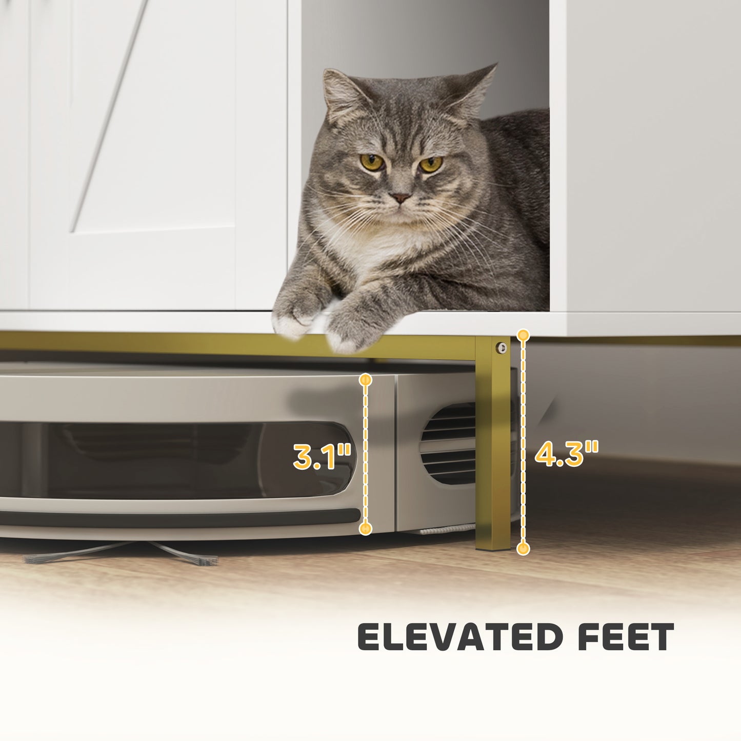 PawHut Cat Litter Box Enclosure End Side Table with Scratching Pad, Storage, for Living Room, Bedroom, 31.5" x 20" x 24"