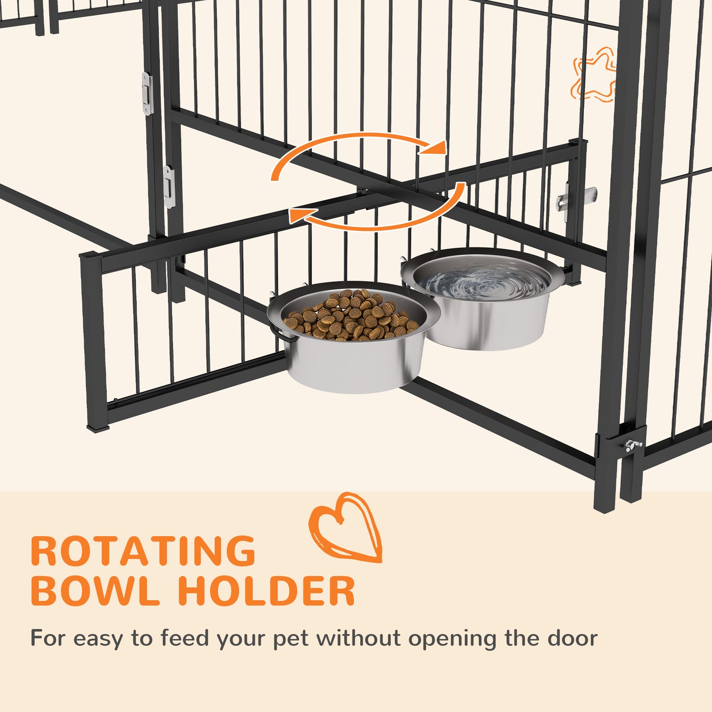 PawHut 6.9' x 6.9' x 5' Outdoor Dog Kennel with Canopy Garden Playpen Fence Crate Enclosure Cage Rotating Bowl, Coffee