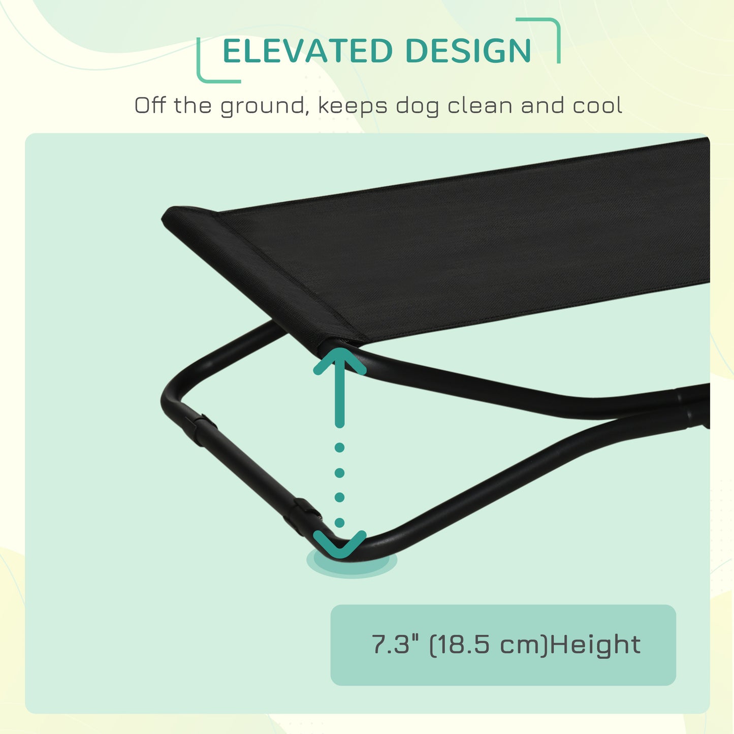PawHut Elevated Dog Bed with Breathable Fabric, Foldable Pet Cot with Heavy Duty Steel Frame, Portable Cooling Pet Bed Indoor Outdoor Use, for Small Medium Dogs
