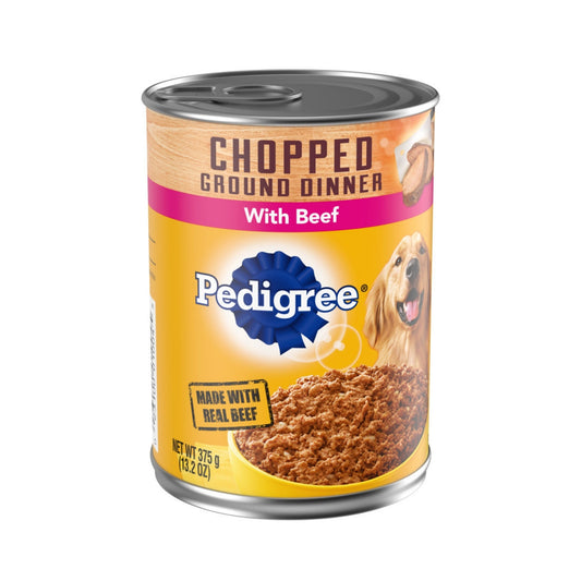 Pedigree Chopped Ground Dinner Adult Wet Dog Food Beef 22oz 12pk