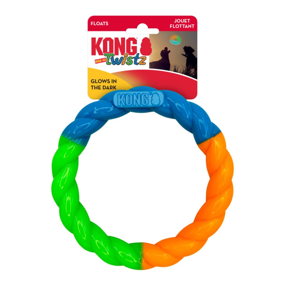 KONG Twistz HighViz Ring Dog Toy Assorted, 1ea/SM