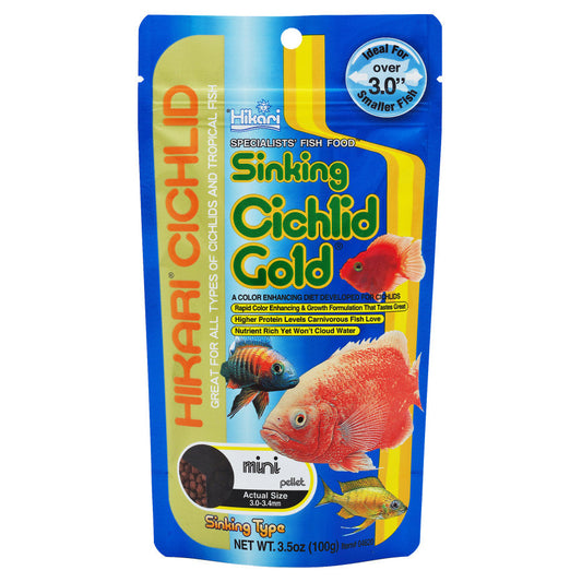 Hikari USA Cichlid Gold Sinking Pellets Fish Food 1ea/3.5 oz, Mini