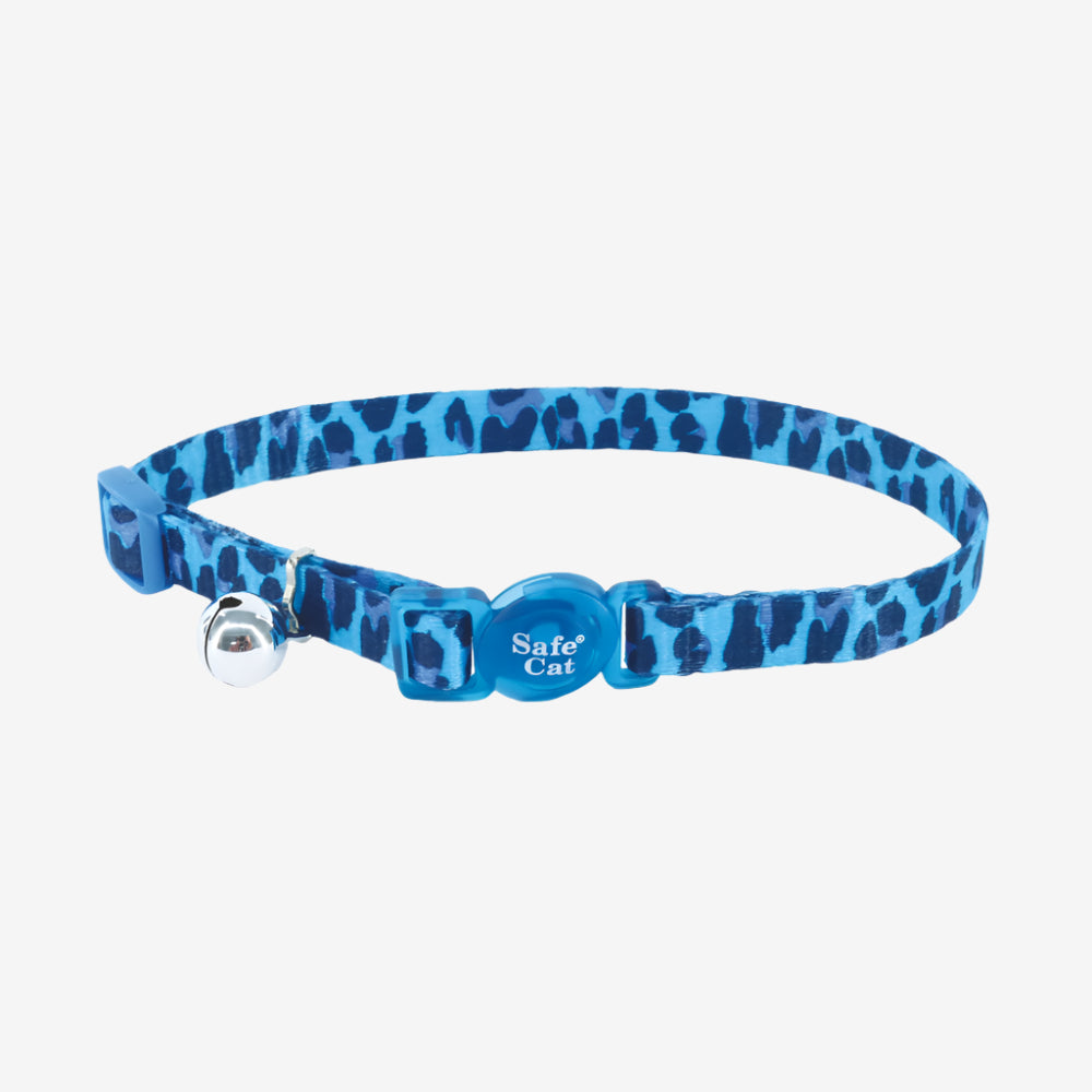 Coastal Safe Cat Fashion Adjustable Breakaway Collar Blue Leopard 3/8X12In