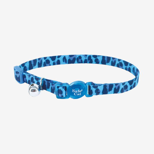 Coastal Safe Cat Fashion Adjustable Breakaway Collar Blue Leopard 3/8X12In
