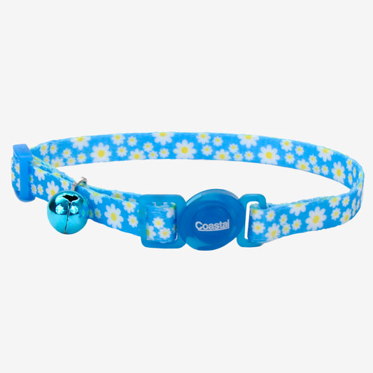 Safe Cat Fashion Adjustable Breakaway Cat Collar Daisy Blue Blue 3-8 in x 8-12 in